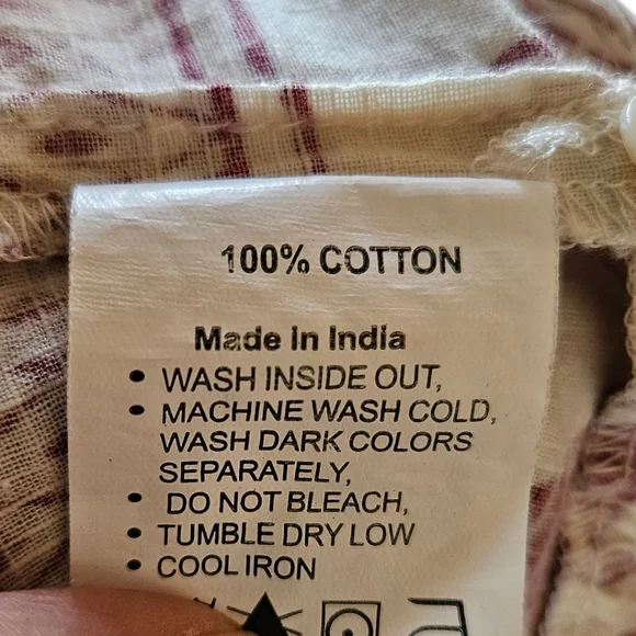 Akkriti 100% Cotton Boho Block Print Midi Dress S Cottagecore Tiered India - Picture 3 of 5